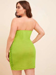 Women Plus Size Ruched Fitted Tube Mesh Dress
