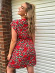 Women Plus Size Batwing Sleeve Floral Print Dress