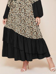 Women Plus Size Layered Ruffle Hem Maxi Dress