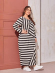 Women Plus Size Two Tone Striped Dress