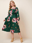 Women Plus Size Floral Print A-Line Dress