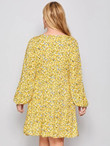 Women Plus Size Ditsy Floral Print Dress