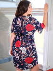 Women Plus Size Floral Print Asymmetrical Hem Wrap Dress