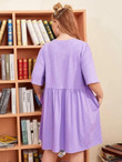 Women Plus Size Drop Shoulder Slant Pocket Smock Dress Without Bag