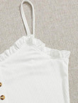 Women Plus Size Frill Trim Button Front Rib-knit Bodycon Dress