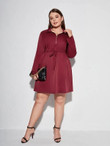 Women Plus Size Knot Front O-ring Zip Up Dress