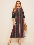 Women Plus Size Tribal Print Dress