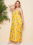 Women Plus Size Floral Print Hidden Pocket Cami Dress