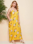 Women Plus Size Floral Print Hidden Pocket Cami Dress