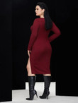 Women Plus Scoop Neck Split Thigh Bodycon Dress