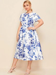 Women Plus Size Floral & Paisley Print Flare Dress