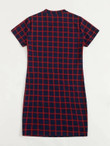 Women Plus Size Short Sleeve Grid Dress