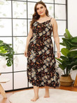 Women Plus Size Floral & Plants Print Cami Dress