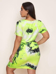 Women Plus Size Tie Dye Knotted Cut Out Front Dress