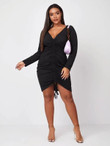 Women Plus Size Drawstring Front Fitted Dress