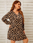 Women Plus Leopard Print Tunic Dress