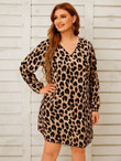 Women Plus Leopard Print Tunic Dress