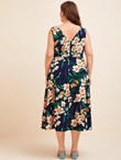 Women Plus Size Floral Print Knotted Dress