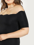 Women Plus Size Scallop Edge Off Shoulder Dress