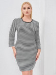 Women Plus Striped Fitted Dress