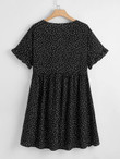 Women Plus Size Polka Dot Flounce Sleeve Dress