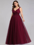 Women Plus Size Solid Bow Back Mesh Ball Gown Dress