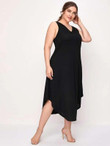 Women Plus Size Sleeveless Curved Hem Dress