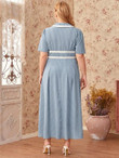 Women Plus Size Tie Front Polka Dot Maxi Dress