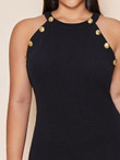Women Plus Size Halter Metal Button Fitted Dress