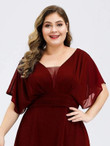 Women Plus Size Solid Batwing Sleeve Maxi Dress