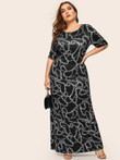 Women Plus Size Chain Print Maxi Dress