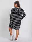 Women Plus Size Drop Shoulder Striped Hooded Dress