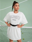 Women Plus Letter Graphic Tee Dress With Belt