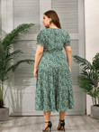 Women Plus Size Ditsy Floral Flounce Hem A-line Dress