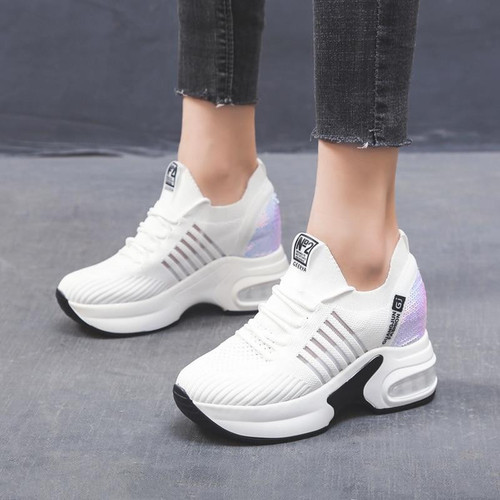 Women Platform Heel Increasing Mesh Breathable Sneakers