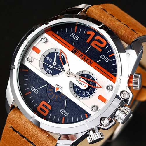 Men Luxury Brand Leather Sports Quartz Wristwatches