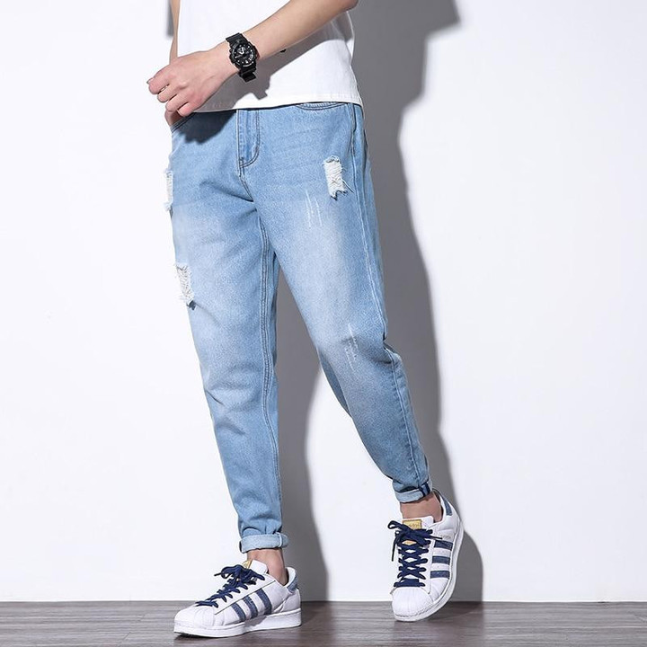 Hot Fashion Men Hip Hop Style Harem Ripped Jeans
