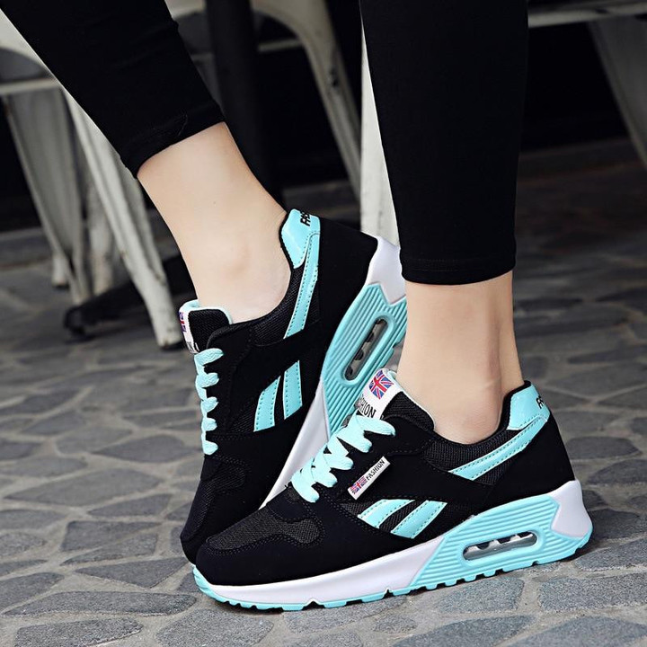 Women Air Cushion Sports Shoes Outdoor Running Lace Up Sneakers