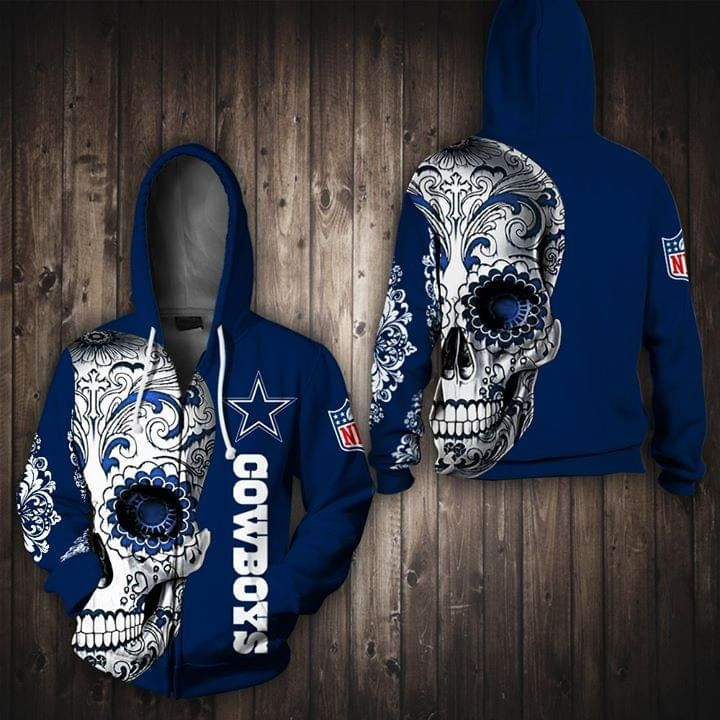 Sugar skull dallas cowboys nfl 3d printed 3D Hoodie Sweater Tshirt