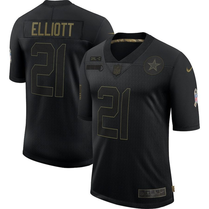 Dallas Cowboys Ezekiel Elliott Black 2020 Salute To Service Jersey