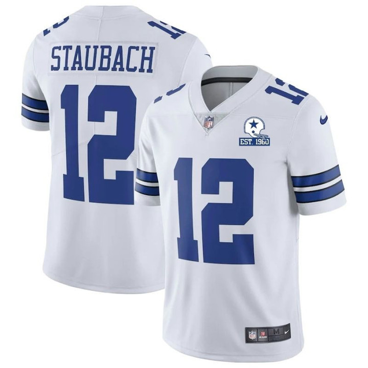 Dallas Cowboys Roger Staubach #12 NFL 2020 White Jersey