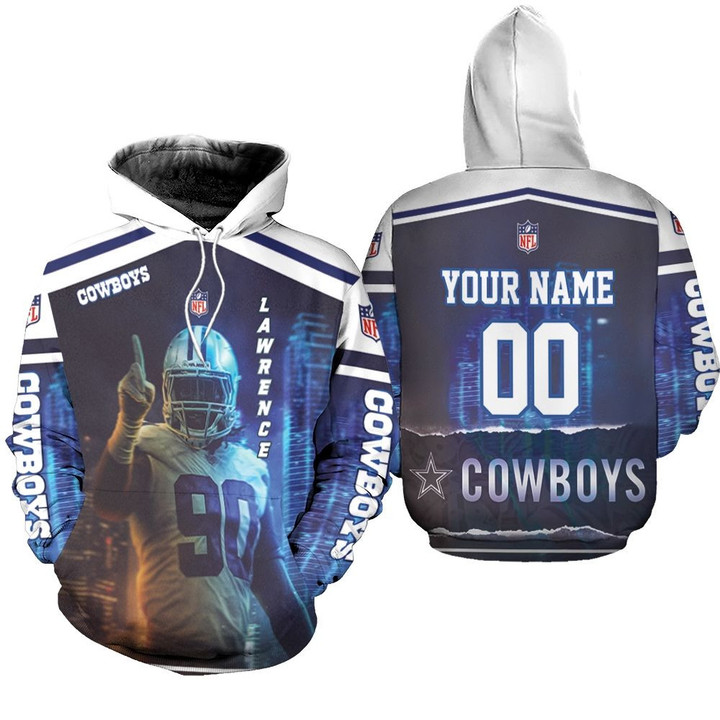 Dallas Cowboys Demarcus Lawrence 90 3d Personalized Hoodie