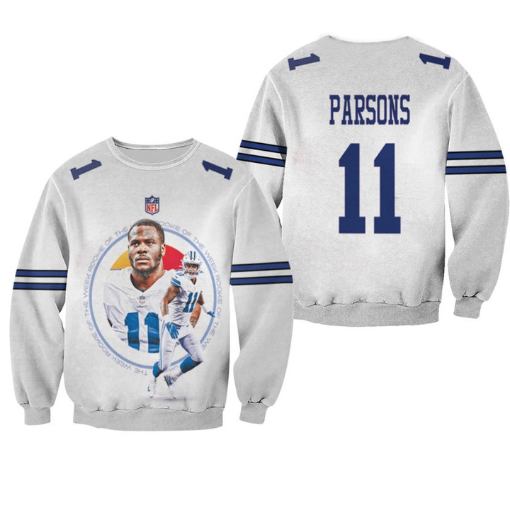 Dallas Cowboys Micah Parsons 11 NFL Legendary Captain Team White Game 3D Designed Allover Gift For Cowboys Fans Sweater