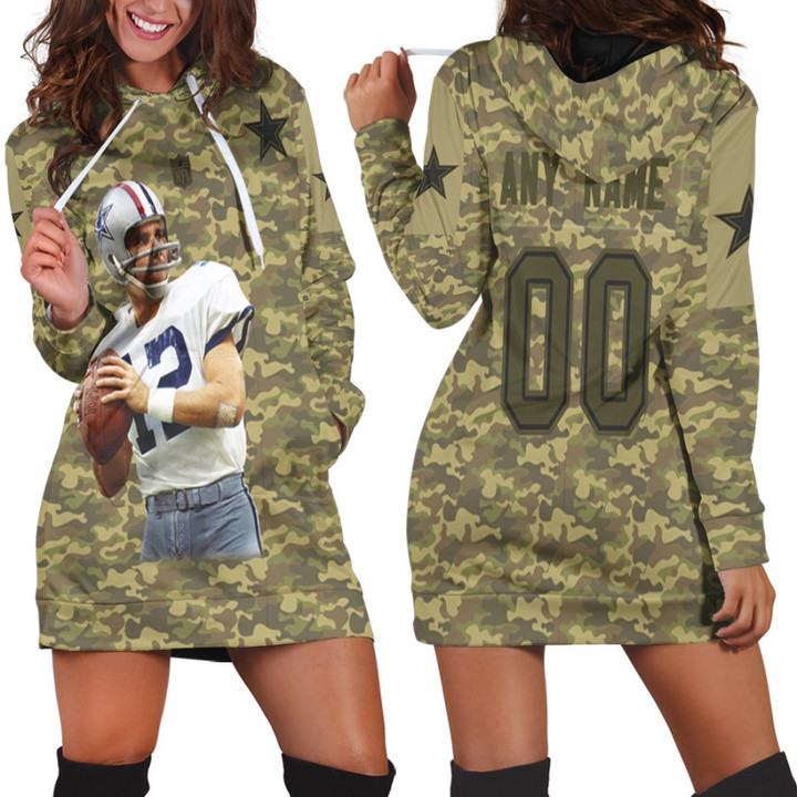 Dallas Cowboys Roger Staubach 12 NFL Great Player Camo 3D Personalized Gift With Custom Number Name For Cowboys Fans Hoodie Dress