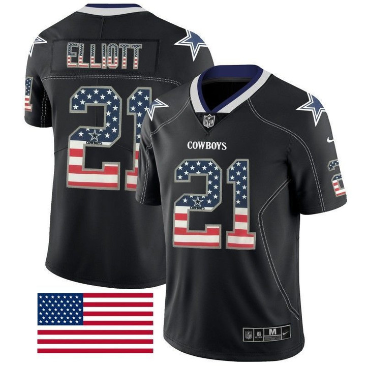 Ezekiel Elliott #21 Dallas Cowboys Legendary Flag Edition Black Jersey