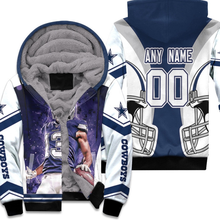 Dallas Cowboys Michael Gallup 00 NFL Team White Jersey Style Gift With Custom Number Name For Cowboys Fans Fleece Hoodie