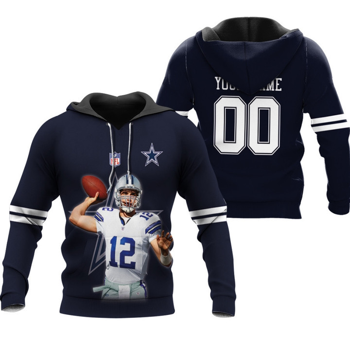 Dallas Cowboys Tom Brady 12 Great Player Navy 3D Personalized Gift With Custom Number Name For Cowboys Fans Hoodie