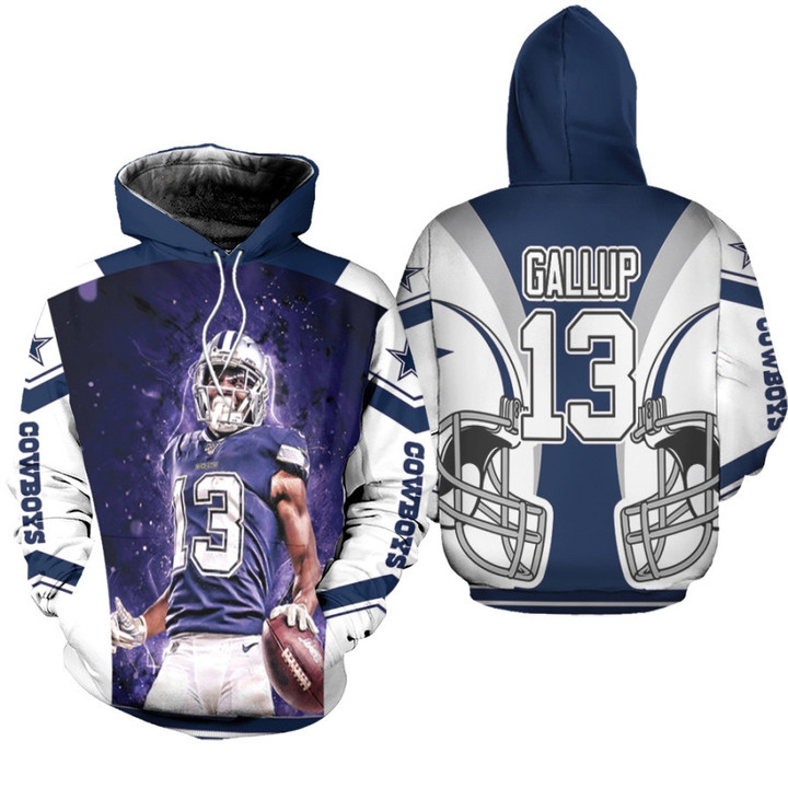 Dallas Cowboys Michael Gallup 13 NFL Team White Jersey Style 3D Allover Designed Gift For Cowboys Fans Gallup Fans Hoodie