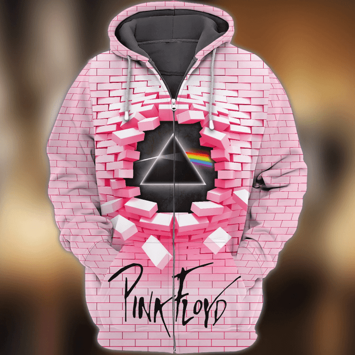 Pink Floyd 3D Shirt, The Wall Pink Floyd TShirt Zip Hoodie ( Pink Version )