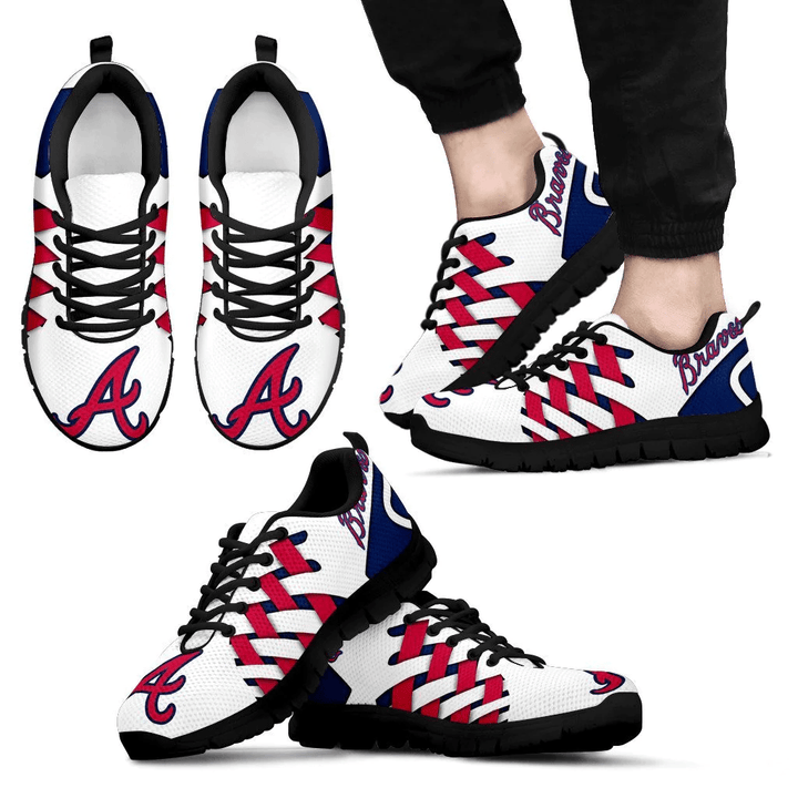 Atlanta Braves Diagonal Line Shoes 001